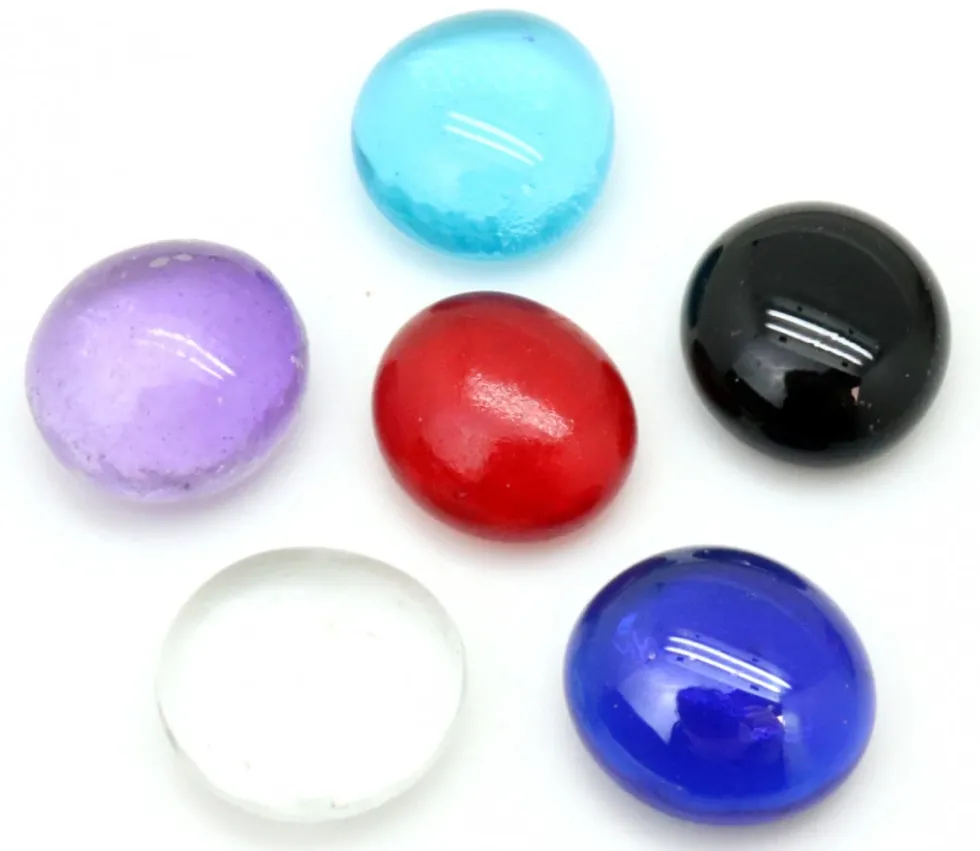 40 galets gems transparents mini pierres plates 18/22 mm