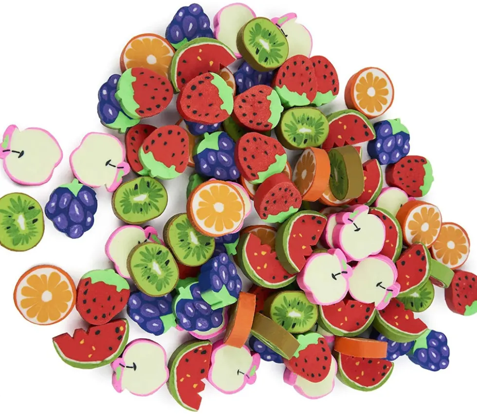 96 gommes en forme de fruits 2 cm