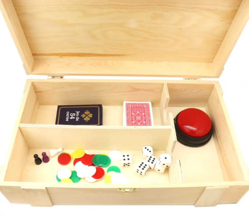 Grand coffret bois 37.5 x 22.4 x 11 cm avec charnières - coins métal