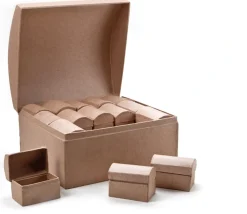 Grand Coffre 21x19x13 cm + 30 minis coffres trésor carton
