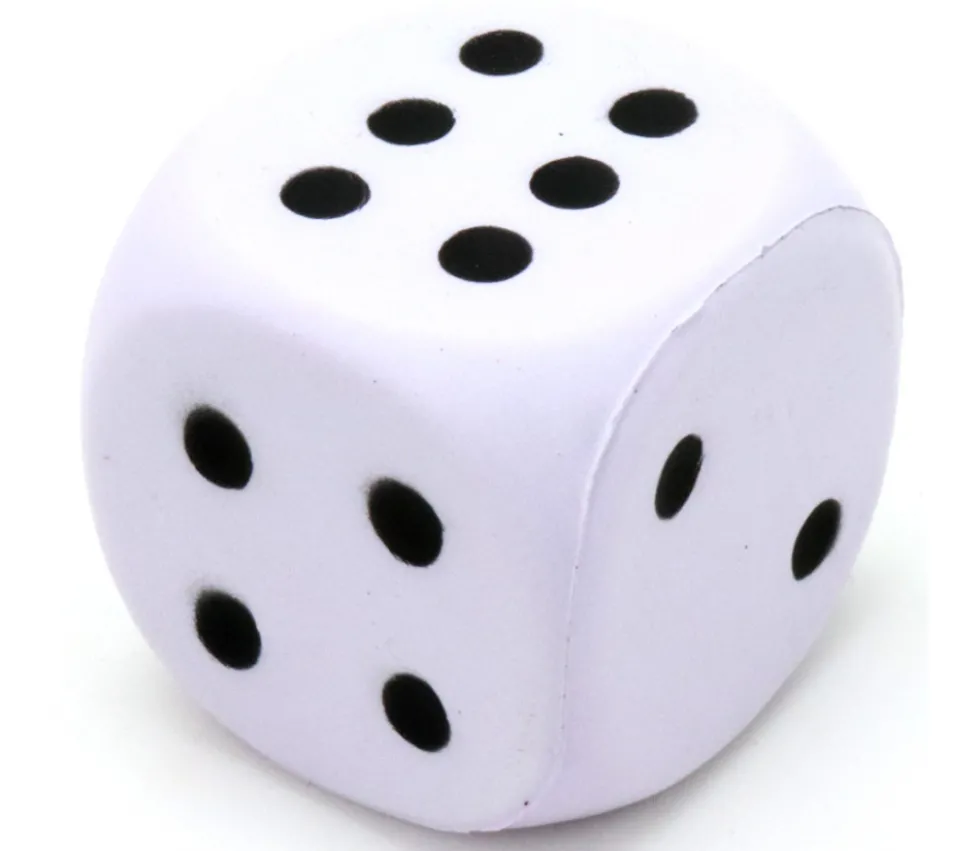 Grand dé 4 cm mousse compacte pour jeu (couleur au hasard)