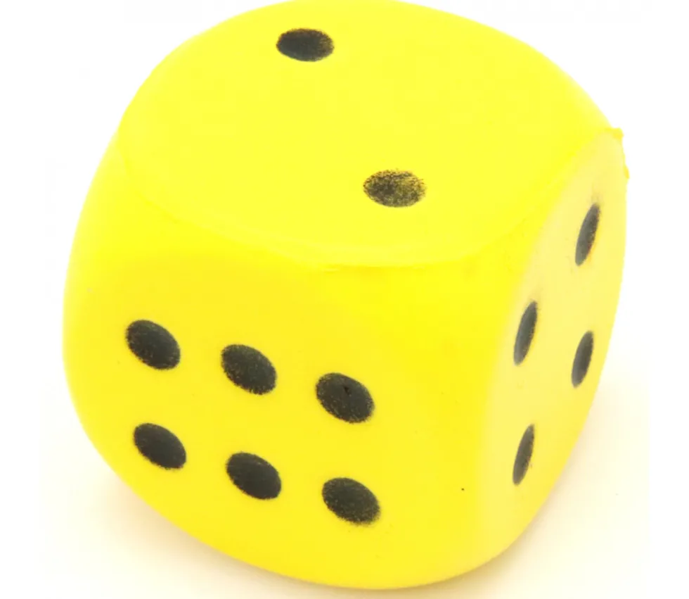 Grand dé 4 cm mousse compacte pour jeu (couleur au hasard)