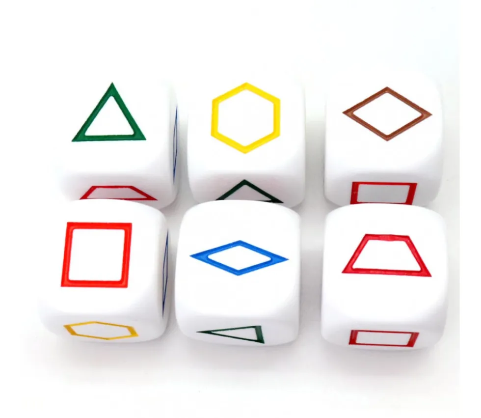 Grand dé à jouer formes géométriques couleurs