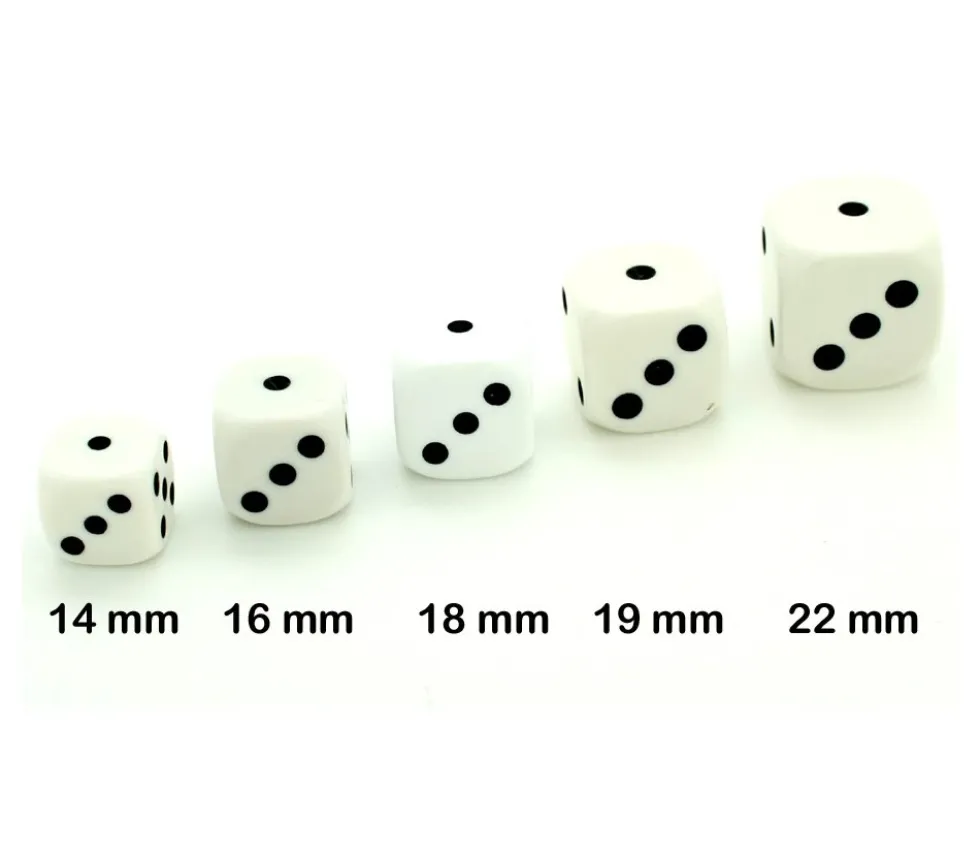 Grand Dé à jouer 22 mm de 1 à 6 blanc