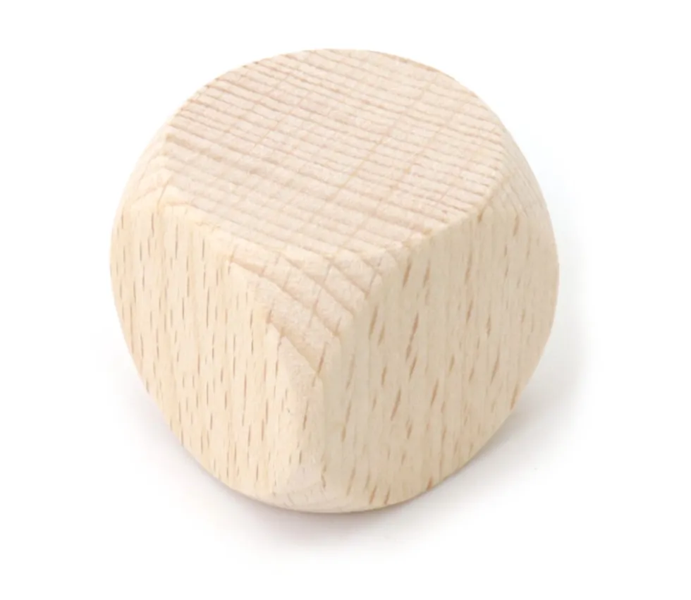 Grand dé vierge 3 cm en bois naturel 30 mm neutre