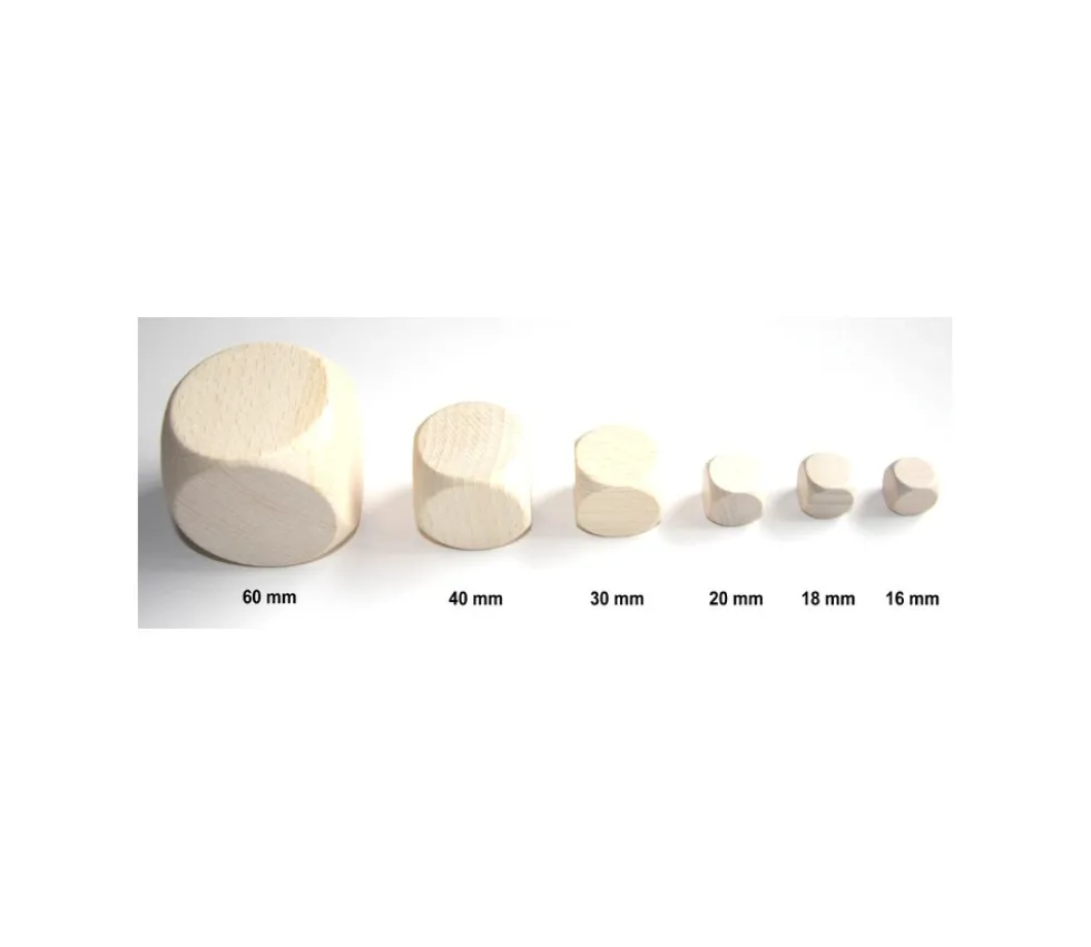 Grand dé vierge 3 cm en bois naturel 30 mm neutre