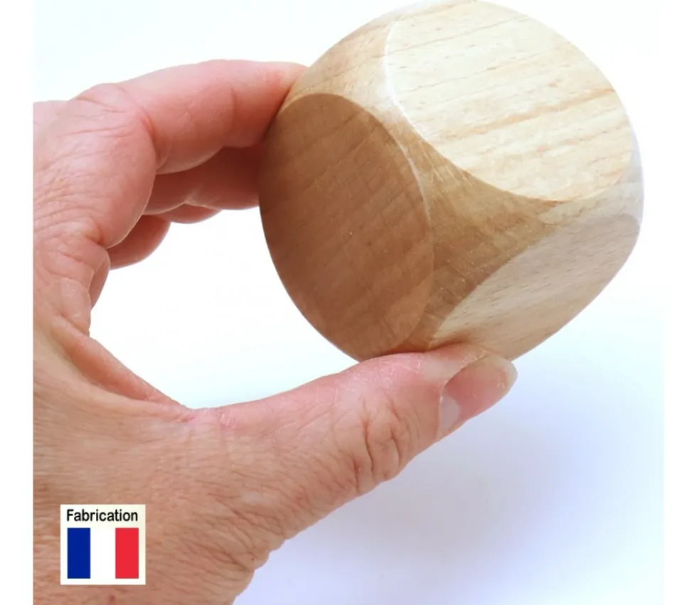 Grand dé vierge 50 mm en bois verni naturel neutre 5 cm