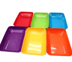 6 grandes barquettes plateaux colorés Bioplastique 23 x 14.9 x 4 cm GM