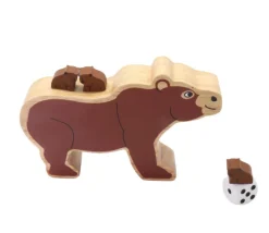 Grand pion Ours brun en bois 12 cm