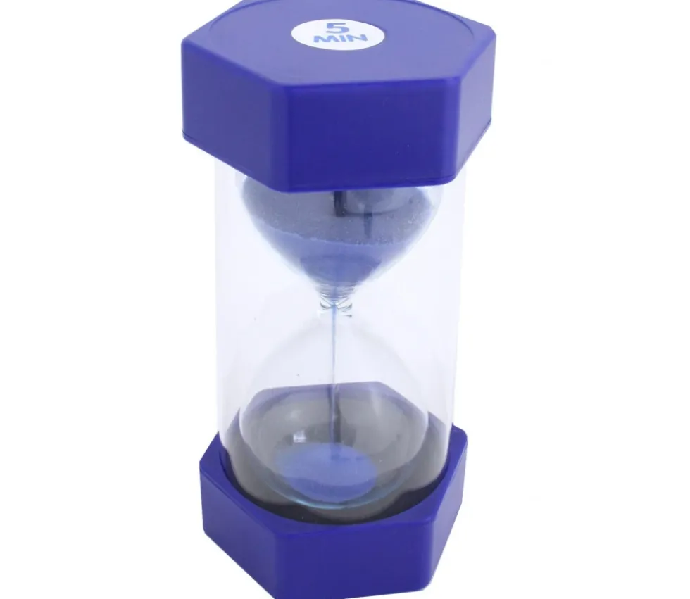 Grand sablier super lisible 5 minutes - BLEU - 16 cm MAXI