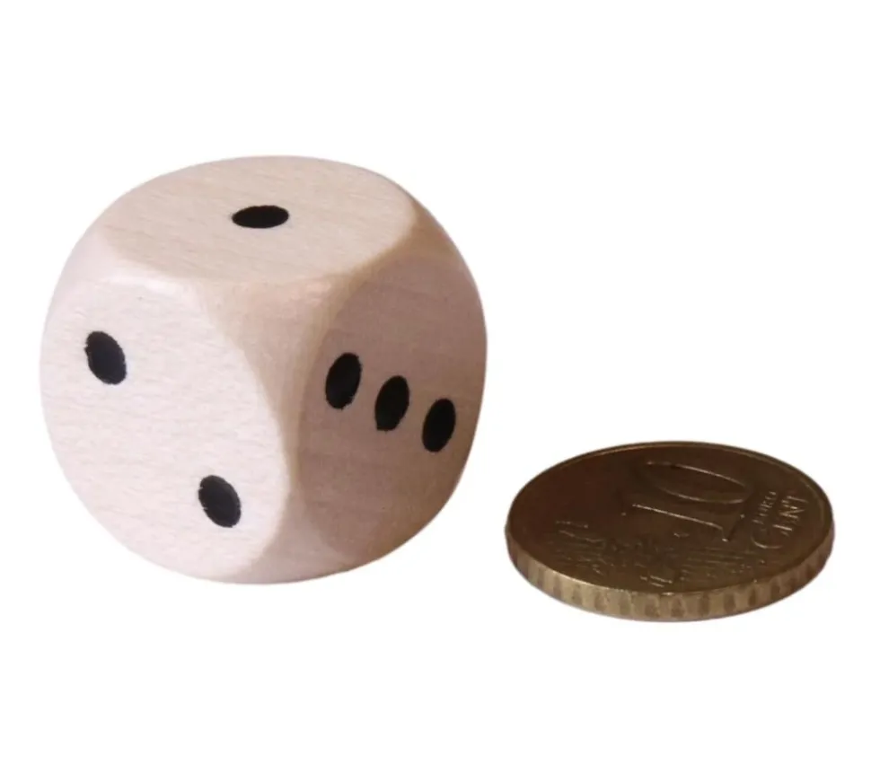 Gros dé 123 en 2 cm dé à jouer bois points 1 2 3 1 2 3