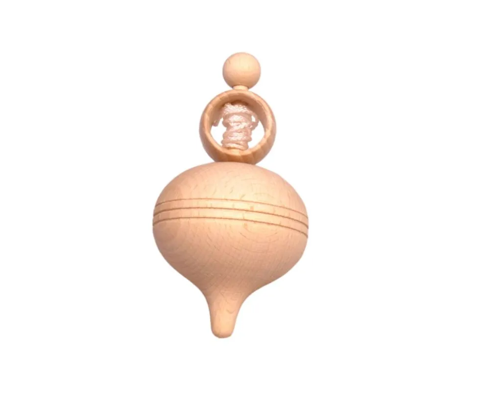 Grosse toupie bois brut avec lanceur ficelle 10.7 cm