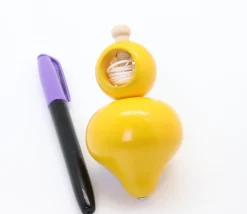 Grosse toupie bois 10 cm avec lanceur ficelle
