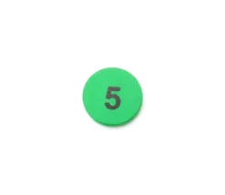 Jeton bois numéro 5 rond plat de 21 x 4 mm vert