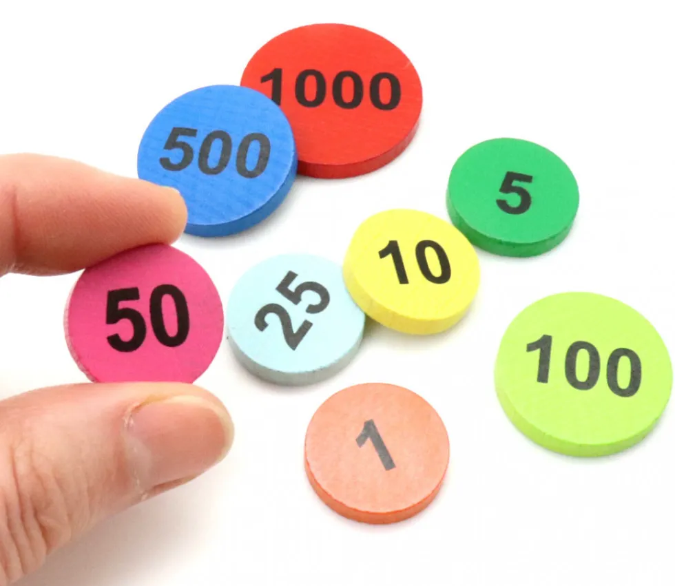 Jeton bois numéro 50 rond plat de 21 x 4 mm rose