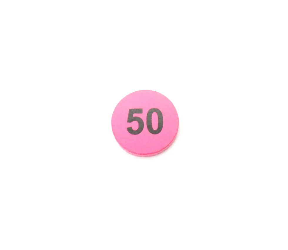 Jeton bois numéro 50 rond plat de 21 x 4 mm rose