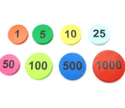 Jeton bois numéro 500 rond plat de 25 x 4 mm bleu