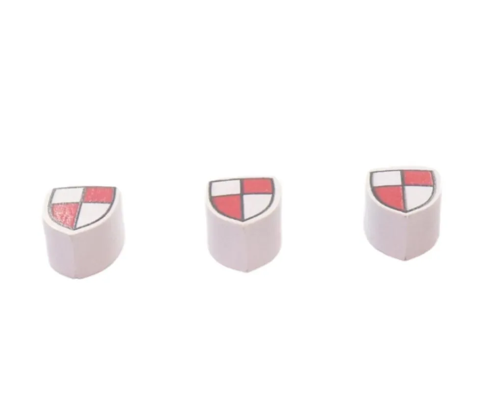 Jeton bouclier rouge/blanc blason en bois 15 x 12 x 8 mm à l'unité