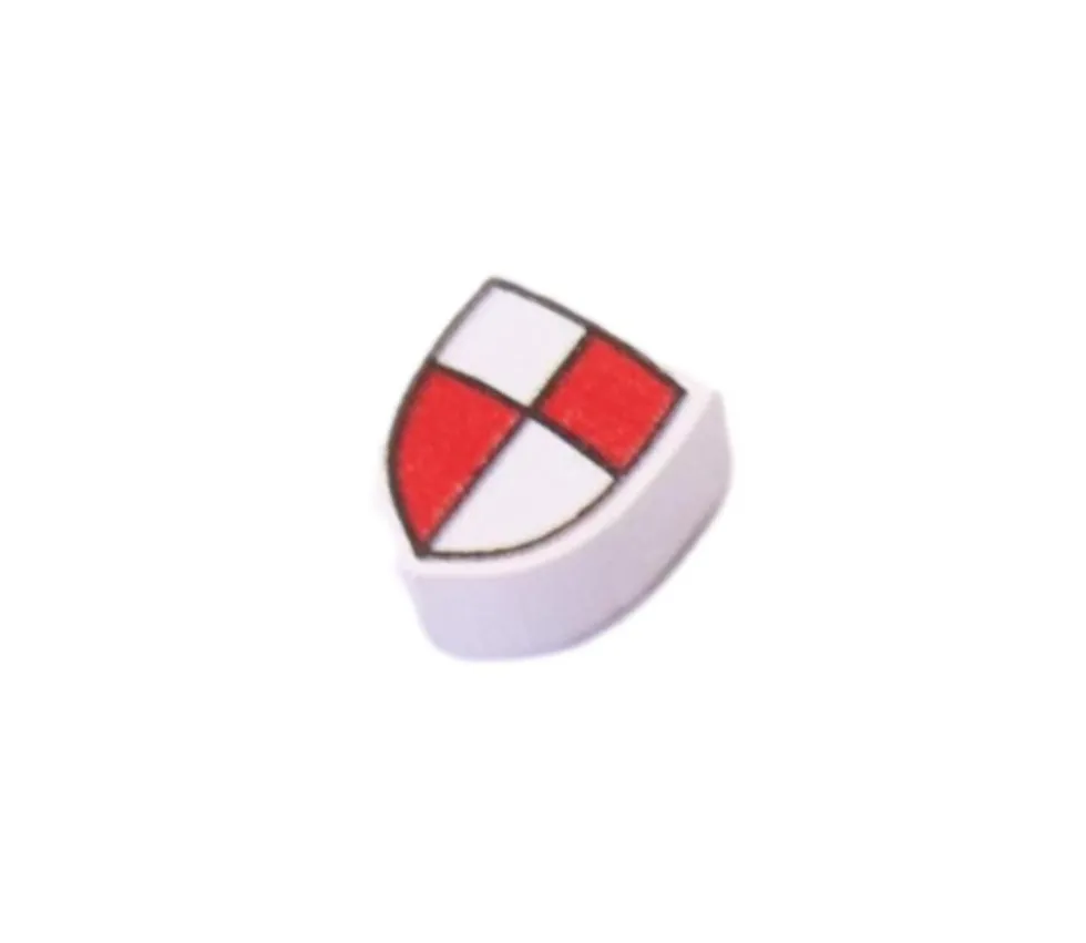 Jeton bouclier rouge/blanc blason en bois 15 x 12 x 8 mm à l'unité