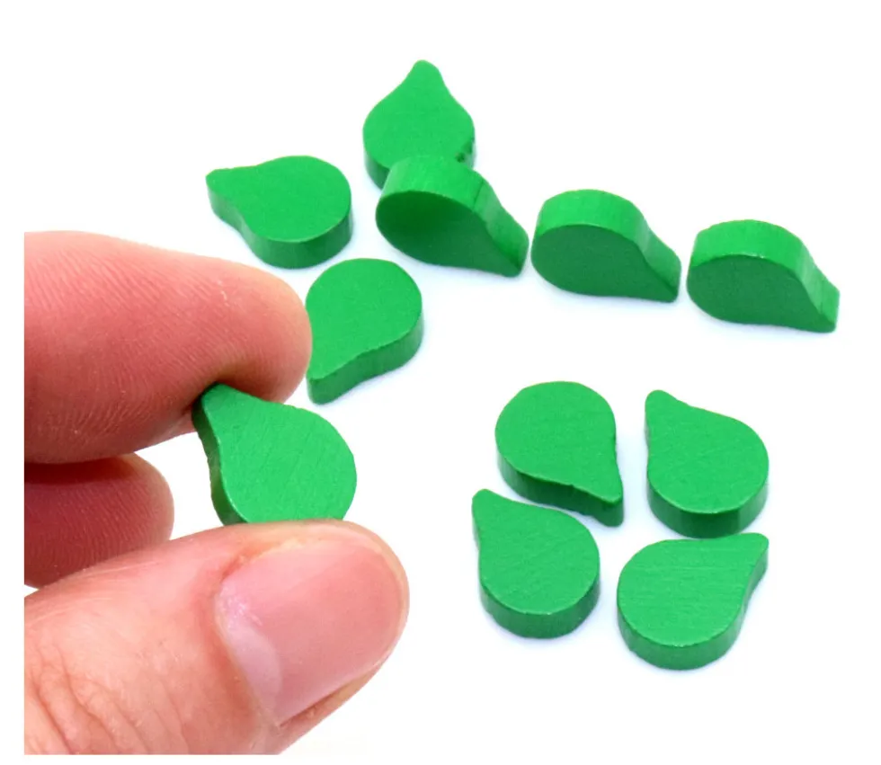 Jeton feuille goutte verte -14 x 10 x 4 mm