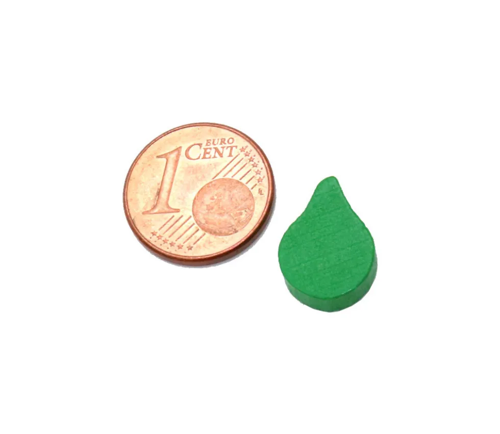 Jeton feuille goutte verte -14 x 10 x 4 mm