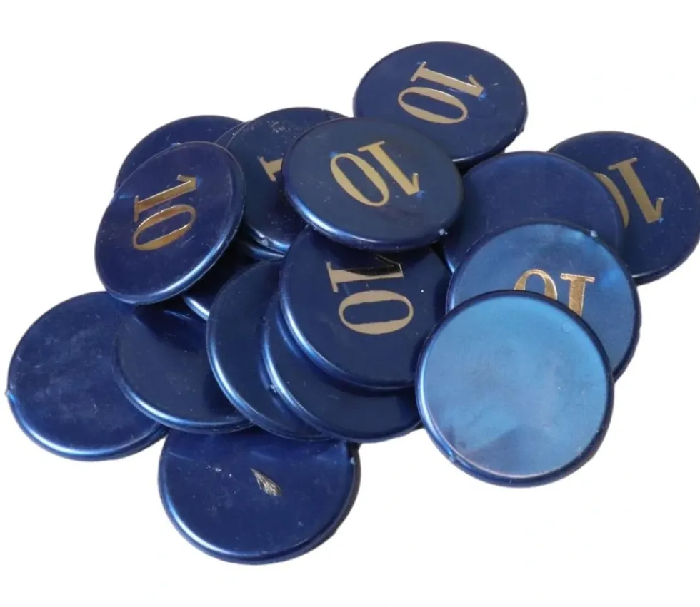 Jeton numéroté bleu nacré 32 mm numéro 10