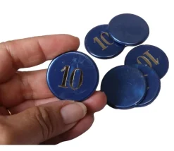 Jeton numéroté bleu nacré 32 mm numéro 10