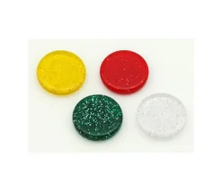 Jeton pailleté épais 25 x 5 mm galet blanc transparent