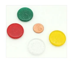 Jeton pailleté épais 25 x 5 mm galet blanc transparent