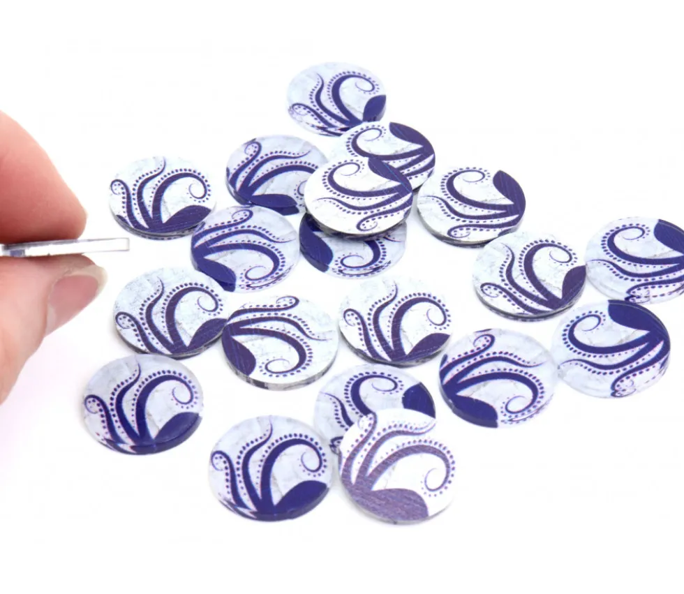 20 jetons design violet/blanc 18.5 mm elder