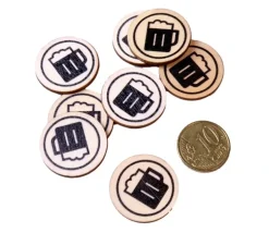 500 jetons en bois bière - 2.5 cm