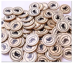 500 Jetons en bois Café - 2.5 cm