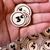 500 jetons en bois 3 € - 2.5 cm