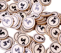 500 jetons en bois 3 € - 2.5 cm