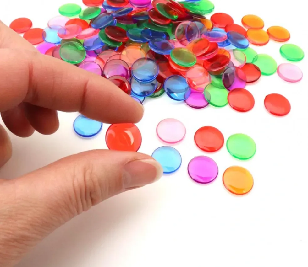 2500 Jetons 15 mm transparents colorés pour loto ou bingo