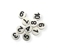 10 Jetons numérotés 1 à 10 bois 21x7mm coloris aléatoire