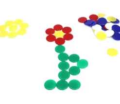 100 jetons ronds 1.7 cm en plastique - 5 couleurs