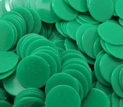 500 Jetons ronds plats de 2.4 cm verts de diamètre plastique pour jeux