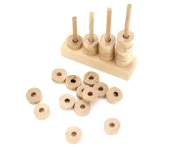 Jeton troué bois 21 x 7 mm pour abaque et jeux pion à l'unité - trou 7 mm
