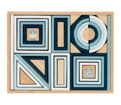 Jeu de construction en bois 38 pièces azur