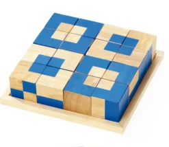 Jeu de 16 cubes bicolores sur plateau