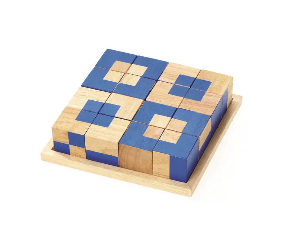 Jeu de 16 cubes bicolores sur plateau