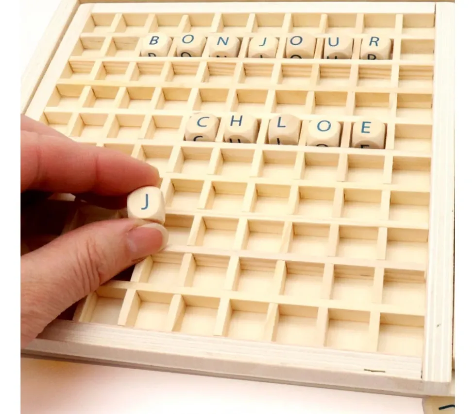 Jeu de cubes lettres en bois 145 pièces - jeu de mots