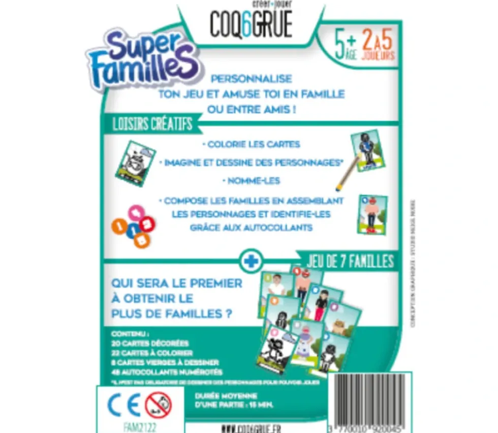 Jeu des 7 familles à personnaliser SUPER FAMILLES