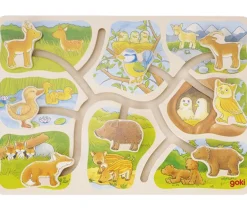 Jeu en bois Où est mon petit ? Puzzle à pousser les bébés animaux
