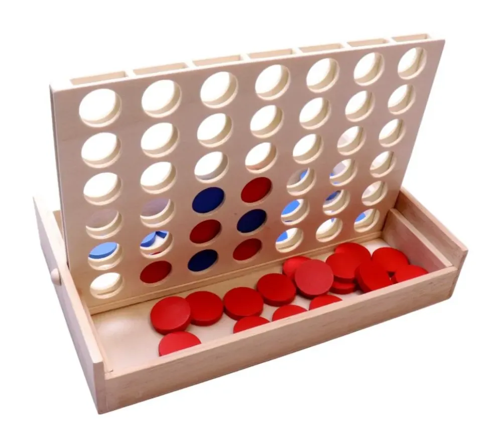 Jeu 4 en ligne en bois 17 x 23 x 14 cm