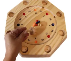 Jeu giroulette bois avec toupie et billes - super roulette