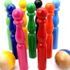 Jeu 9 quilles bois multicolores 19 cm + 2 boules