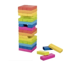 Jeu tour équilibre bois Arc en ciel 48 blocs - 24 cm