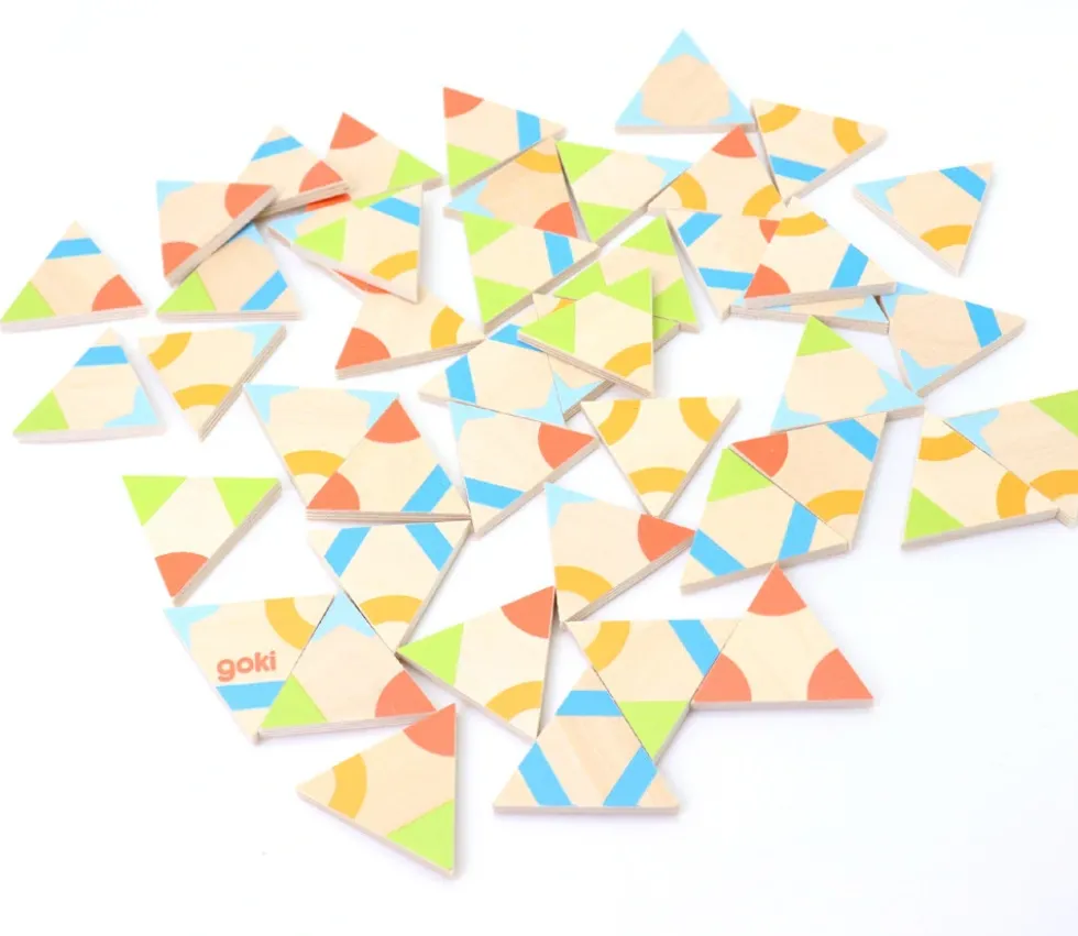 Jeu Tri-dominos des couleurs en bois - 45 pièces